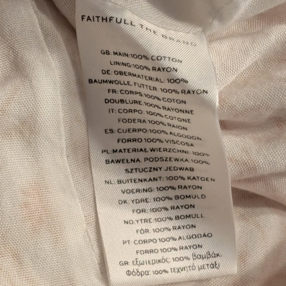 Faithfull The Brand Orange White Gabelli Mini Dress Puff Sleeves Size Large